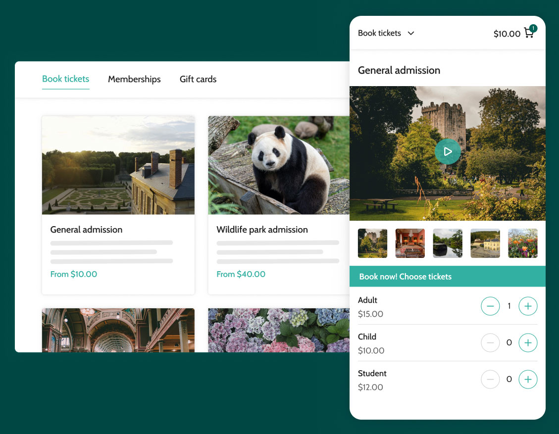 attraction ticketing software and EPOS shop view